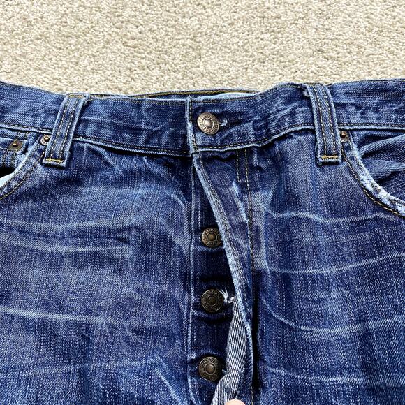 VTG Levi's 501 Jeans Mens 36x32* Blue Button Fly Y2K Straight Distressed Patch - Picture 7 of 12